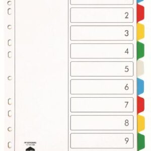 Marbig Multi Coloured Polypropylene Dividers A4 10 Tab Set