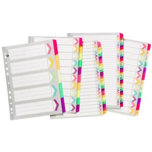 Marbig Fluoro Dividers A4 5 Tab White Set