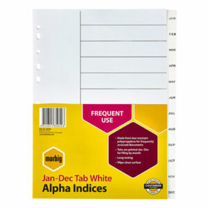 Marbig Jan-Dec PP Indices & Dividers Tab A4 White