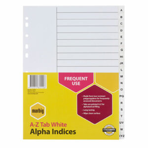 Marbig Alphabetical Pp Indices A4 White A-Z Set