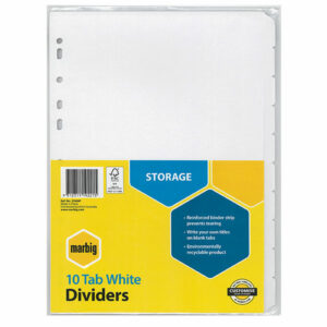 Marbig A4 10 Tab Manilla Punched White Divider