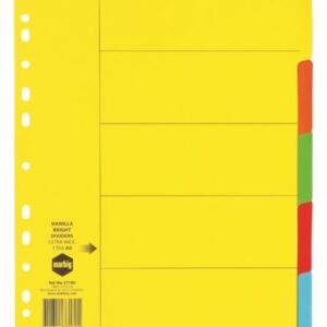 Marbig A4 5 Tab Extra Wide Manilla Board Coloured Divider 37180F