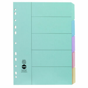 Marbig A4 5 Tab Pastel Board Divider 37000F