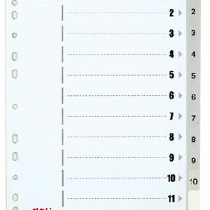 Deli Divider Grey 1-12 Tab Polypropylene