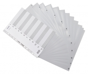 Dividers Bantex A4 Pp Grey 1-12