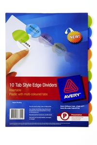 Dividers Avery L7440-10 A4 10 Tab Style Edge Insertable