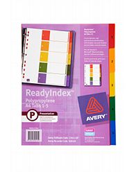 Avery Readyindex Pp Dividers Multi Colour A4 1-6 Tabs L7411-6 Set