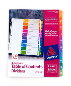 Avery Ready Index Dividers A4 1-10 L7411-10 Set