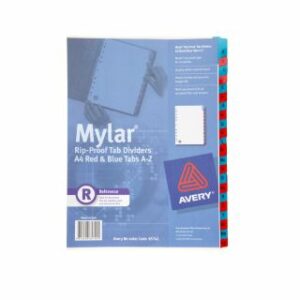 Dividers Avery A4 Mylar Printed Blue & Red Tab A-Z