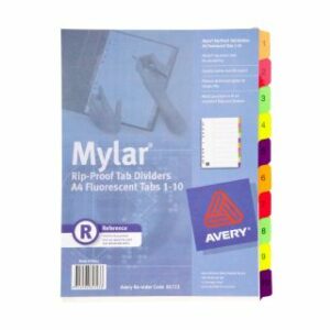 Avery 85753 Divider Mylar 1-31 Tabs A4 Flourescent Multi Colours