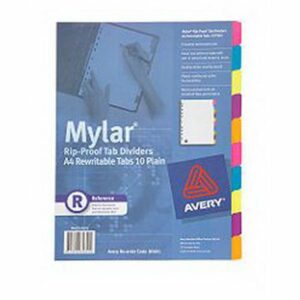 Dividers Avery A4 Manilla White Fluoro 10 Tab Reuse