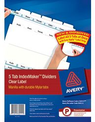 Avery Indexmaker Dividers A4 With Easy Apply Labels 10 Tabs Punched Extra Wide L7455-10. Set.