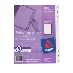 Dividers Avery A4 L7411-12M Pp White Printed 1-12