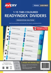 Avery Double Column Readyindex Dividers 1-15 L7411-15Dc Set