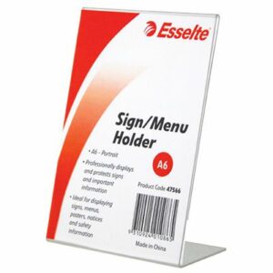 Esselte Sign/Menu Holder Slanted Portrait A6 Clear