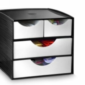Italplast 3 Tier Module Black With Metallic Grey Drawer