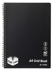 Grid Book Spirax P595G Pp A4 Side Opening 200Pg Black