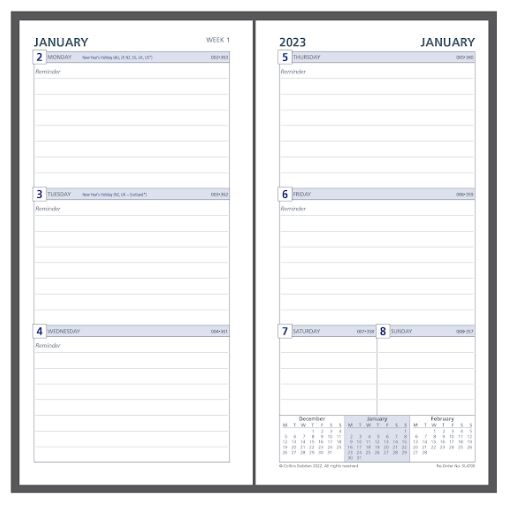 WEEKLY DATED DEBDEN DAYPLANNER SLIMLINE SL4700 REFILL 2023