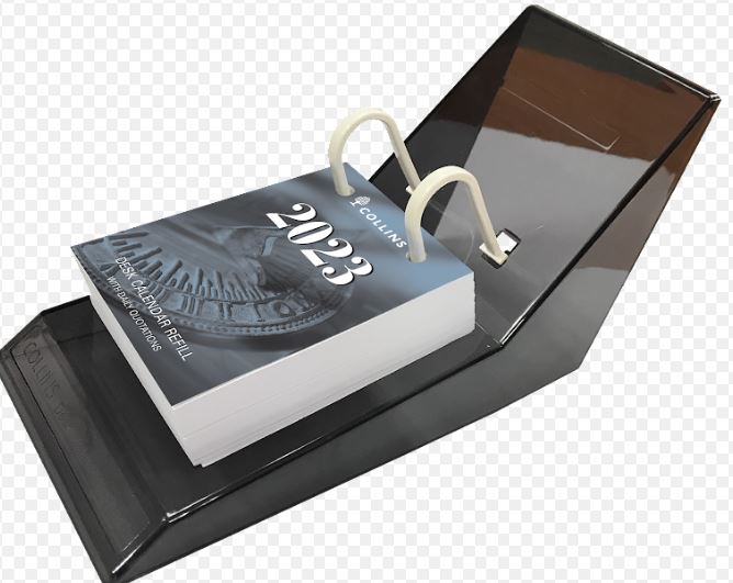 Collins Desk Calendar Refill 2023 Top Punch Refill Complete With Acrylic Stand & Acrylic Prongs