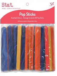 Craft Popsticks Stat Wooden Coloured Pk150