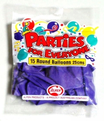 Balloons Alpen Large Purple PKT 15'S