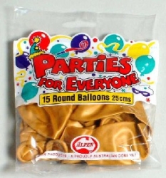Balloons Alpen Lge Gold PKT 15'S