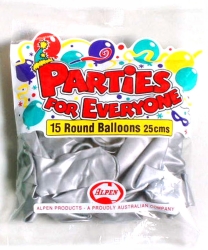 Balloons Alpen Large Silver PKT 15'S