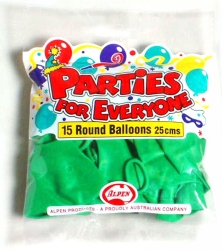 Balloons Alpen Large Green PKT 15'S
