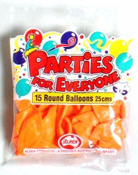 Balloons Alpen Large Orange PKT 15'S