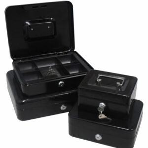 Italplast Metal Cash Boxes Black 12"" 300L X 240W X 75H MM