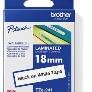 Brother 18MM Black Text On White TZE-241 Labelling Tape - 8 Metres