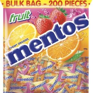 Mentos Fruit Pillow Pack 540GRAM Individually Wrapped X 200