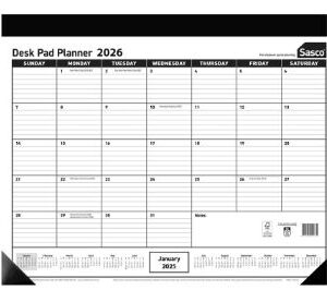 Sasco Year Planner Desk Pad 430 X 555MM 2026 one month per page
