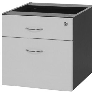 Desk Drawer Box 1 Drawer and 1 File Lockable White and Ironstone Grey