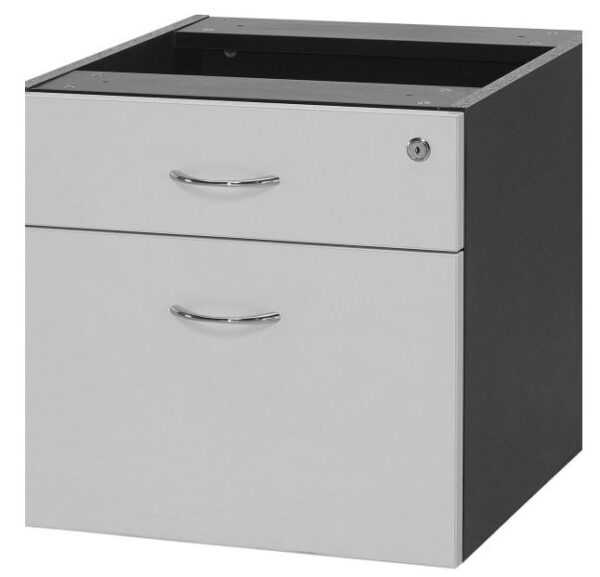 Independent Office Solutions - Desk Drawer Box 1 Drawer and 1 File Lockable White and Ironstone Grey Desk Drawer Box 1 Drawer and 1 File Lockable White and Ironstone Grey