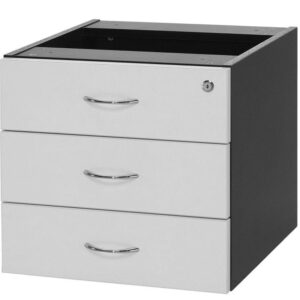 Desk Drawer Box 3 Drawers White and Ironstone Grey Lockable