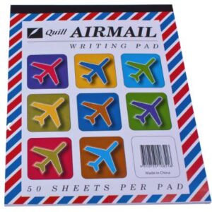 Quill Quality White Ruled Airmail Writing Pads With Cover Pack 10 250X200MM 50 Leaf