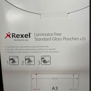 Rexel Laminating Pouch A3 75 Micron Pack 25 Self Seal