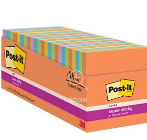 Post It Notes 654-24ASST 76x76MM Cabinet pack 24 Assorted Colours