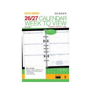 DEBDEN REFILL FINANCIAL YEAR 26-27 DAYPLANNER 216X140MM DK1760 WEEKLY DATED