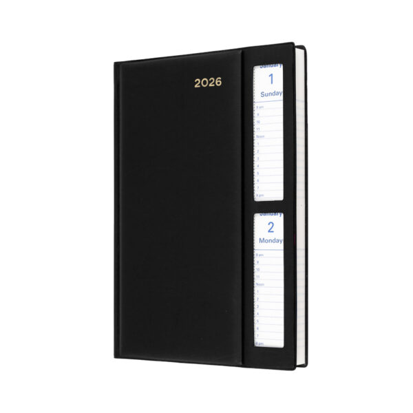 Collins Belmont Padded Diary A5 Two Days To A Page Window Black 2026 287W.V99-26