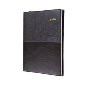 Collins Vanessa Diary Black A4 Two Days To A Page 1 Hour 2026 Spiral Bound 245.V99-26