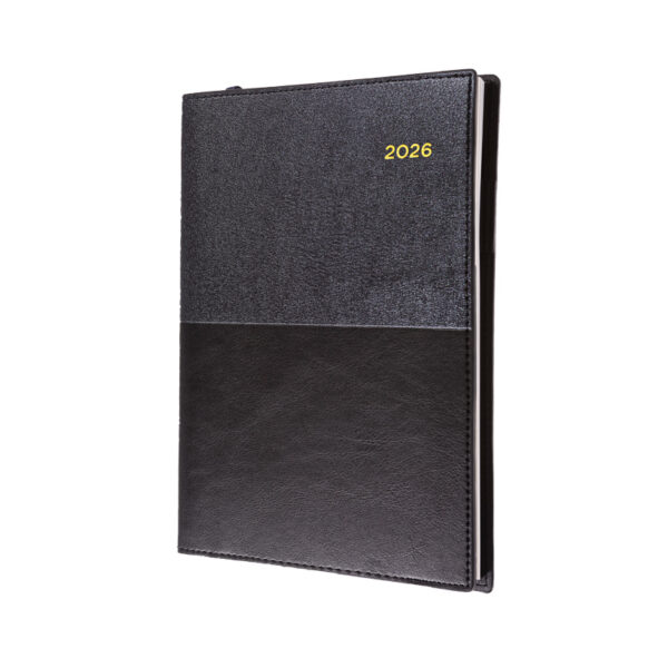 Collins Vanessa Diary Black A4 Two Days To A Page 1 Hour 2026 Spiral Bound 245.V99-26