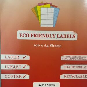 Rediform A4 Coloured Labels Fluoro Green 1UP 1 Per Sheet Box 100