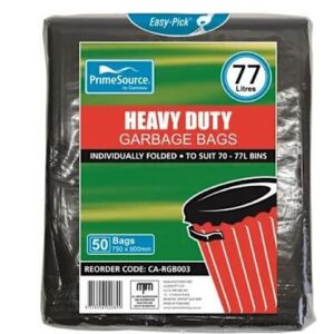 Primesource Heavy Duty Garbage bags Suit 70 to 77L Bins Pack 50