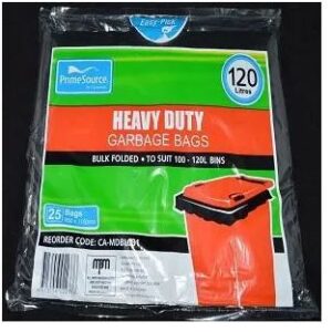Primesource 120L Heavy Duty Garbage Bags Pack 25 Suits 100 to 120L Bins