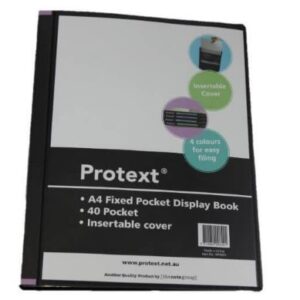 BOOK DISPLAY PROTEXT A4 40 POCKET FIXED BLACK WITH INSERT ON COVER