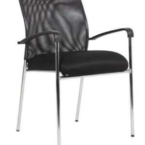 Orlando Visitor Chair Mesh Back Fabric Seat Black With Arms Stackable