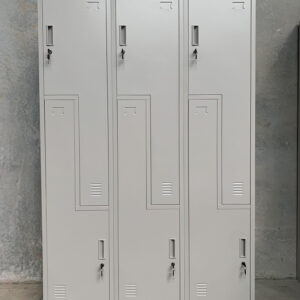 METAL STEP LOCKER – 6 DOOR (BANK OF 3) WITH CAM LOCK, LIGHT GREY