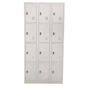 12 DOOR METAL STORAGE LOCKER – PADLOCK READY, LIGHT GREY GOPHD-LK312PS